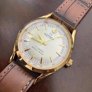 RARE Roamer AM014 Mechanical Men's Leather 1970s‎ Watch